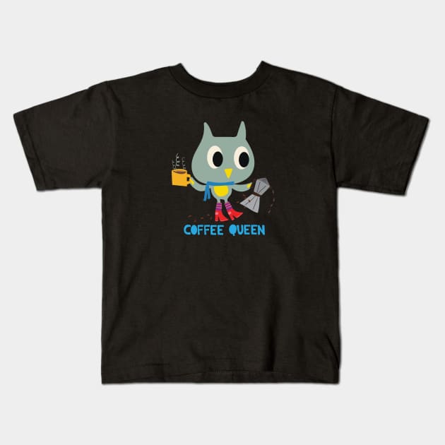 Coffee Queen Kids T-Shirt by Loo McNulty Design